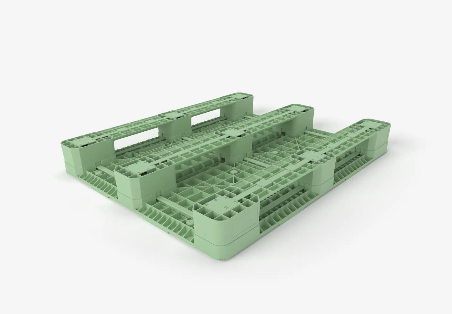 Green plastic pallet on a white background