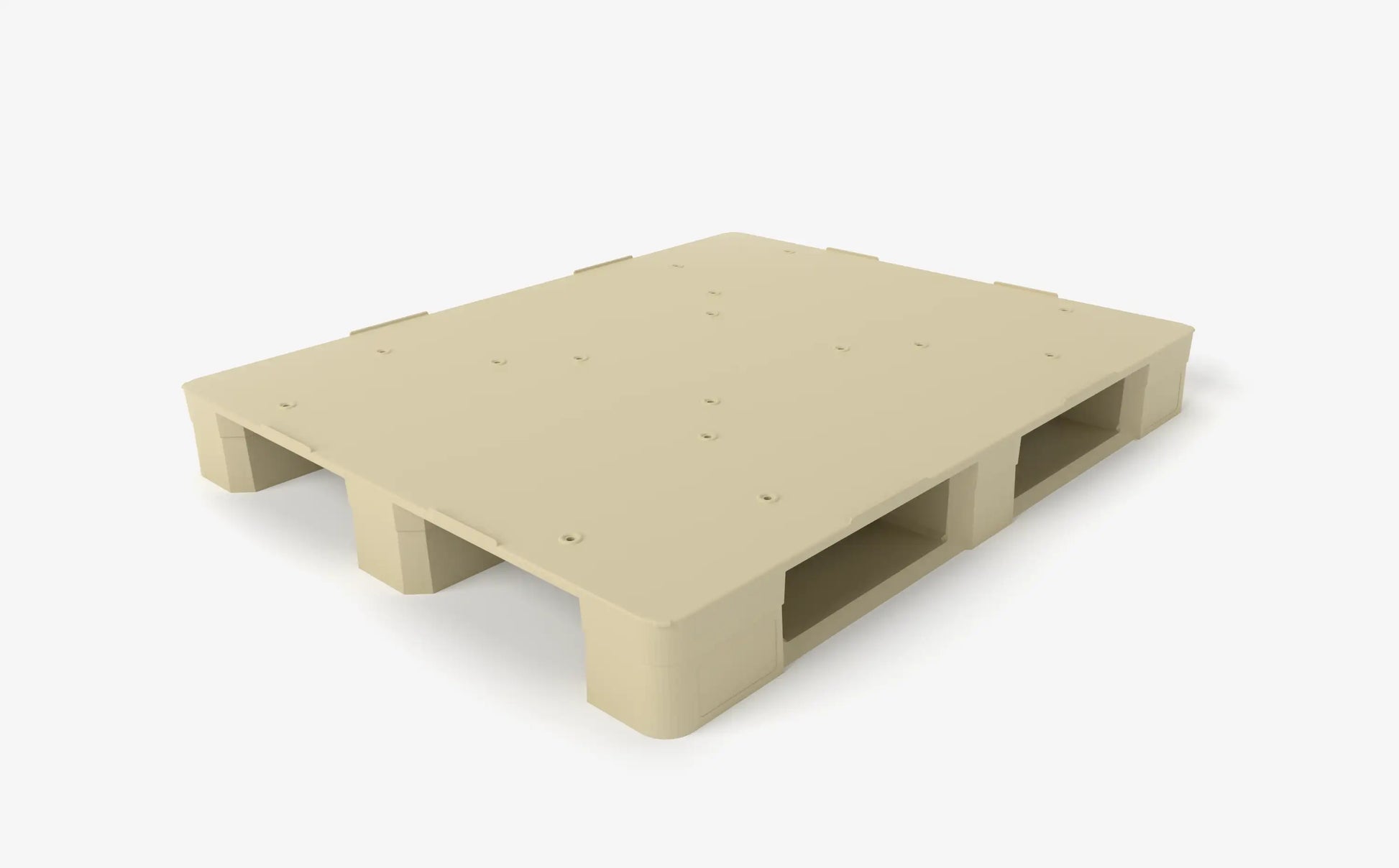 Beige plastic pallet on a white background