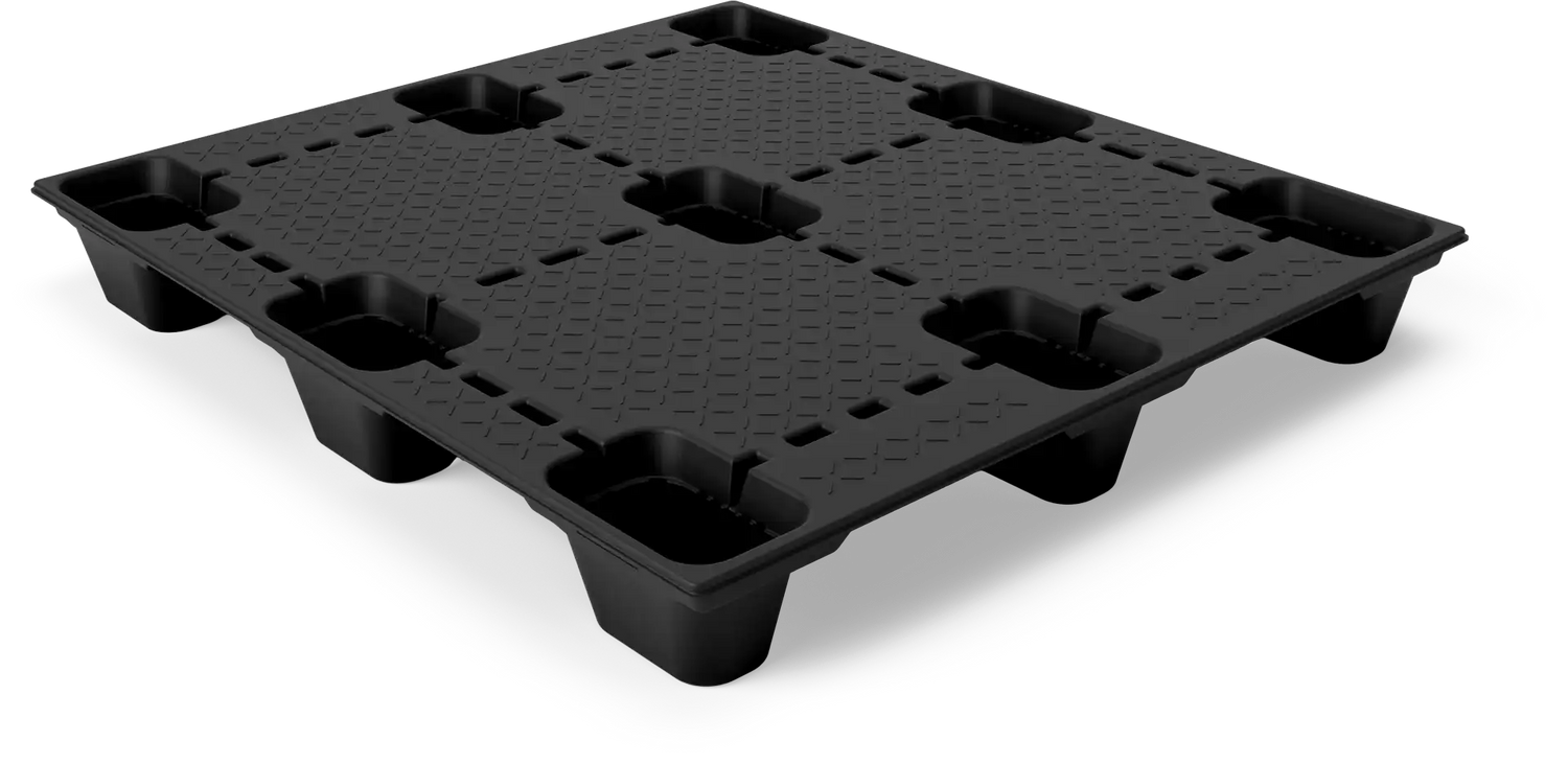 Black plastic pallet on a white background