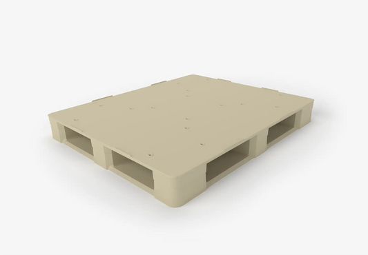 Beige plastic pallet on a white background