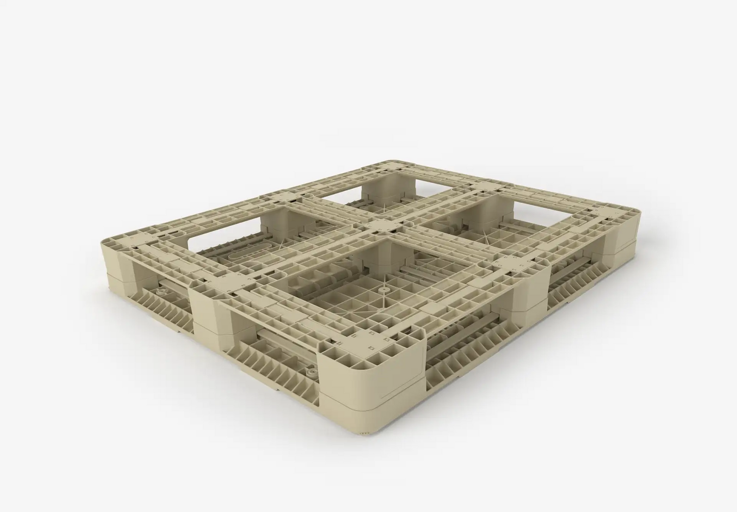 Beige plastic pallet on a white background