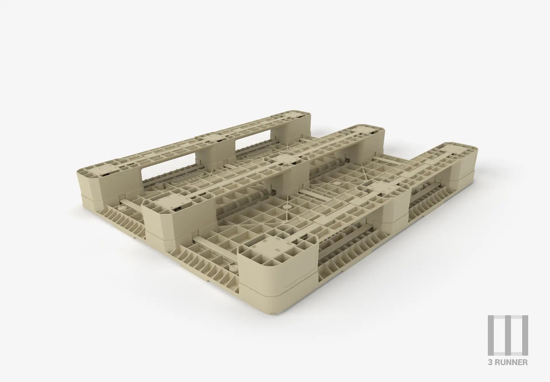 Beige plastic pallet on a white background