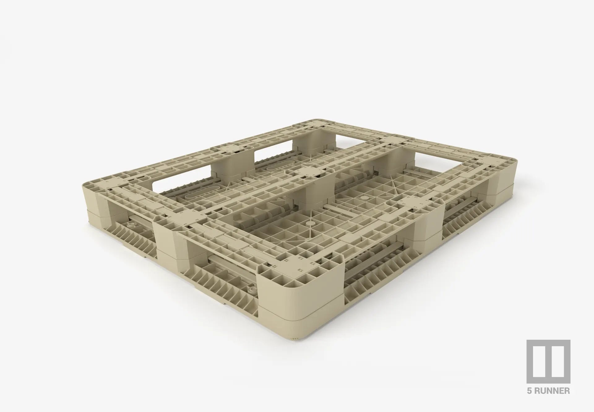 Beige plastic pallet on a white background