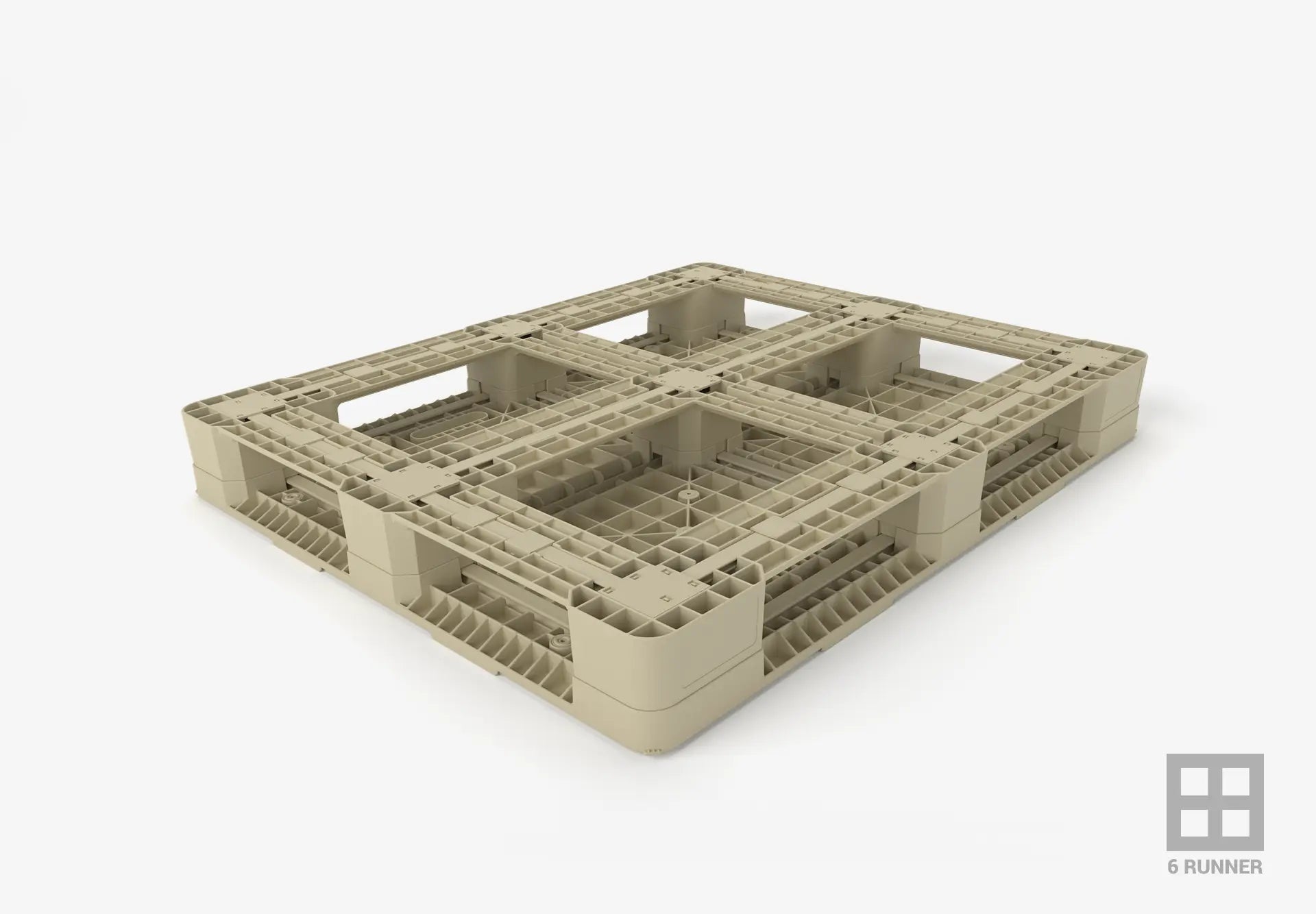 Beige plastic pallet on a white background