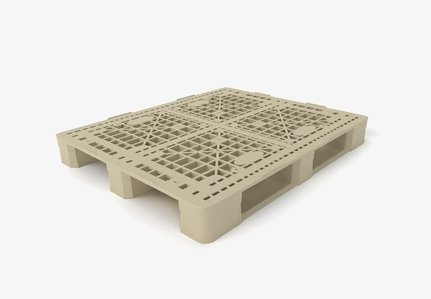 Beige plastic pallet on a white background