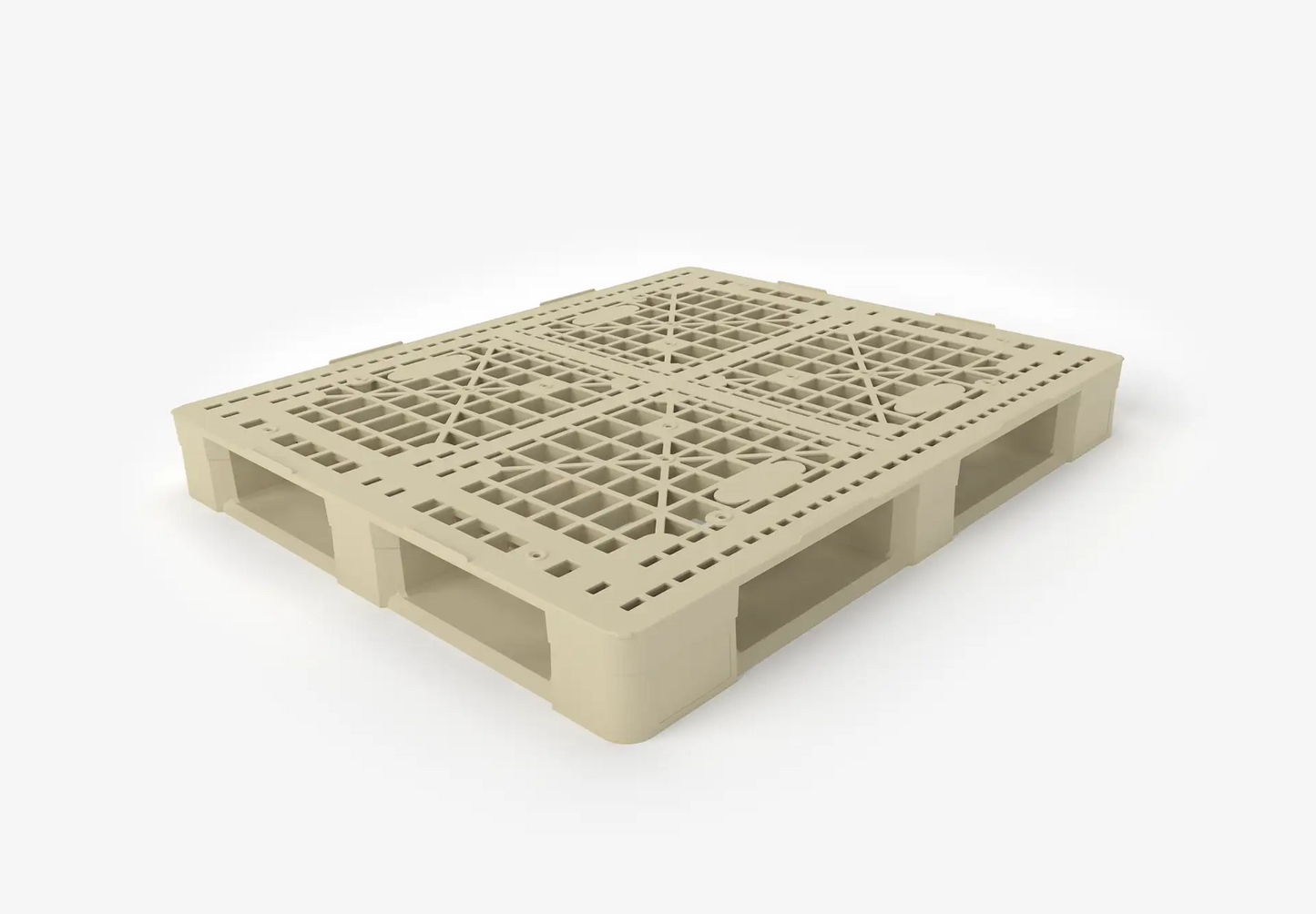 Beige plastic pallet on a white background