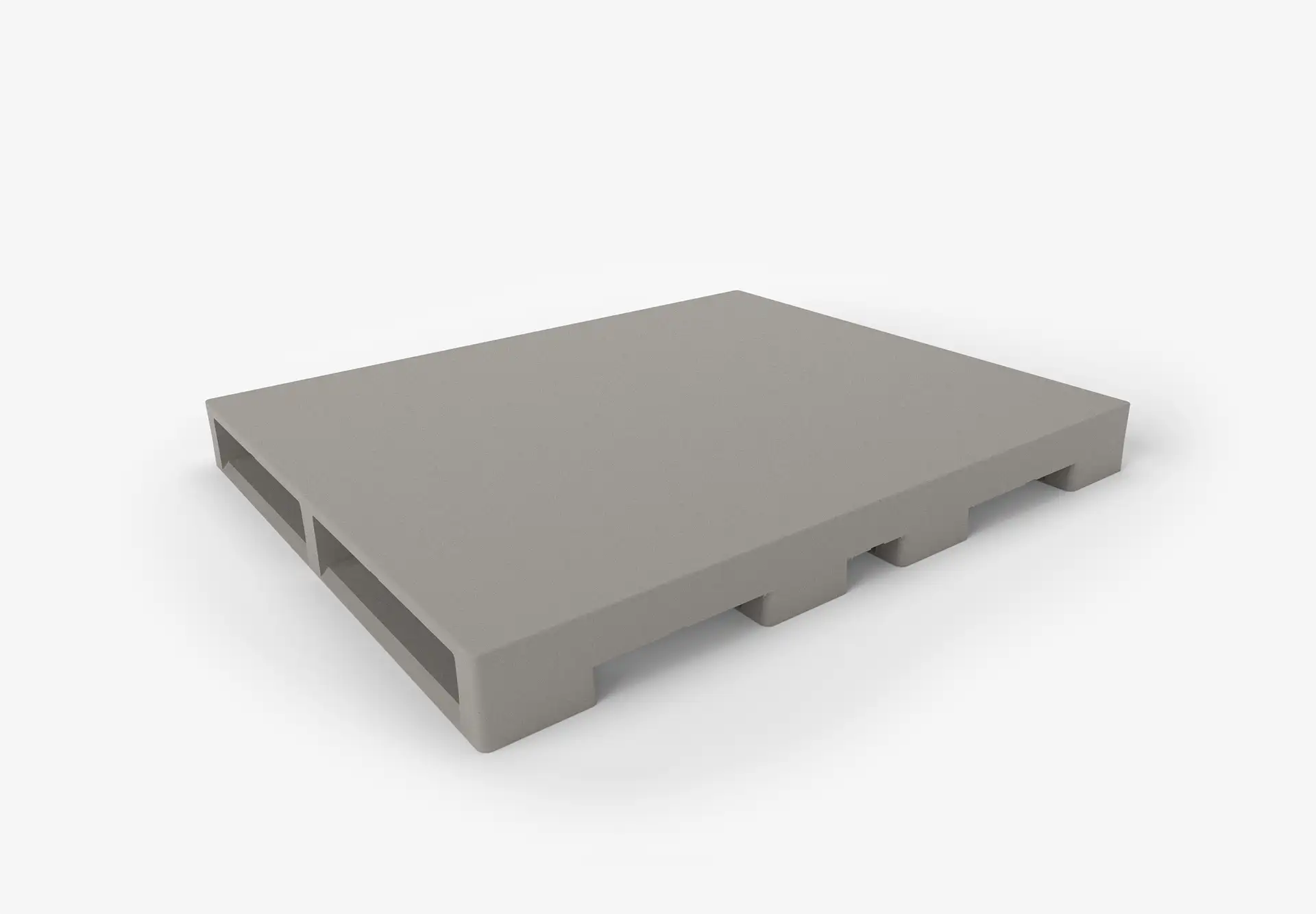 Gray plastic pallet on a white background