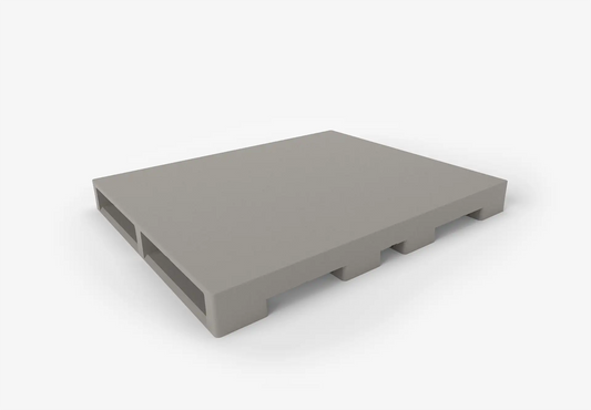 Gray plastic pallet on a white background