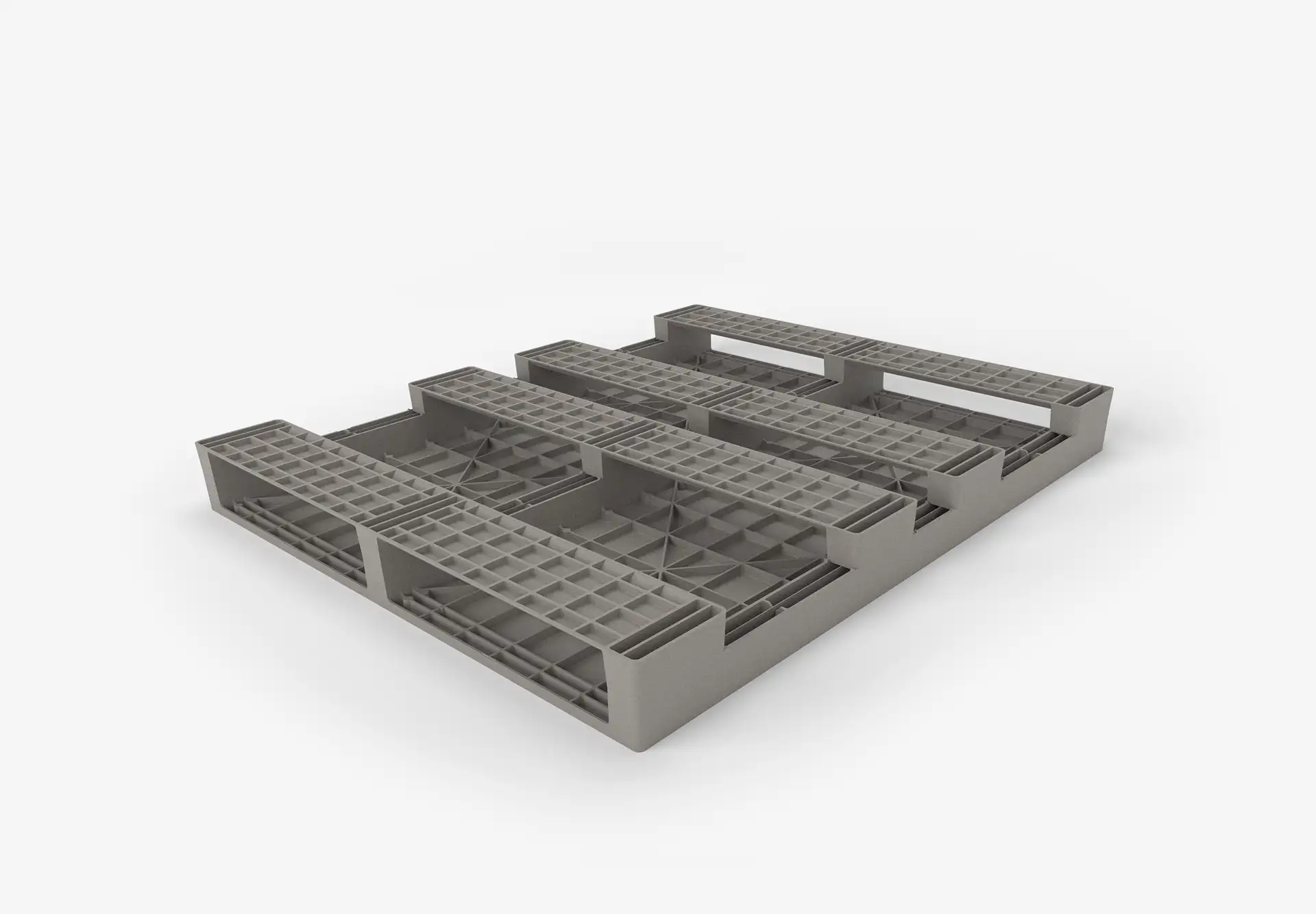 Gray plastic pallet on a white background