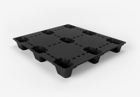 Black plastic pallet on a white background